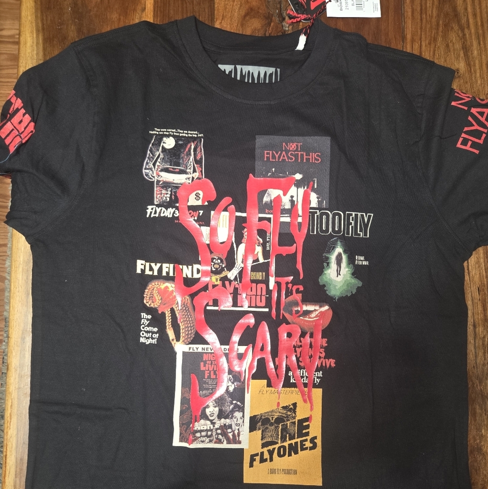 Born Fly Black T-Shirt with Red Accents